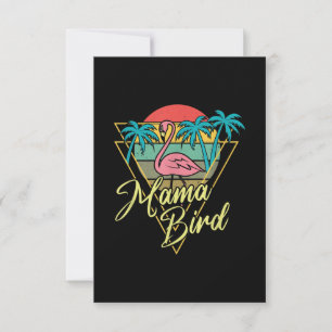 Mama Bird Flamingo Sunset Palm Tree Beach 80s Thank You Card