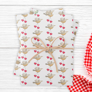 Mama Bird Flying over Nest of Baby Chicks Shower Wrapping Paper Sheet