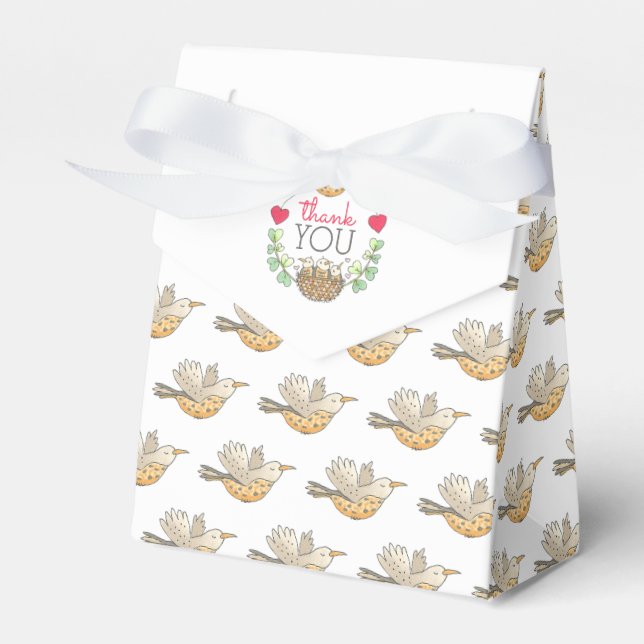 Mama Bird Flying Thank You Favour Box (Front Side)
