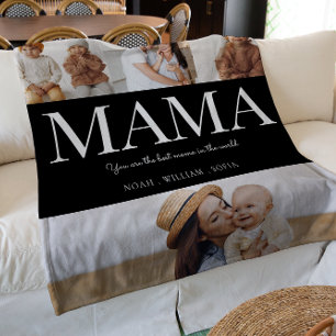 Mama black and white  moden typography 4 photo  fleece blanket