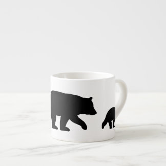 Mama Black Bear with Cubs Silhouettes | Wildlife Espresso Cup