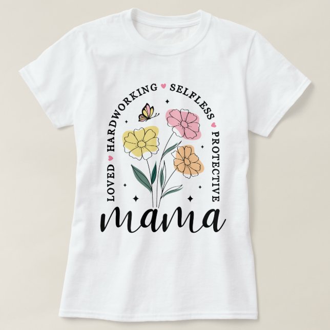 Mama Boho Flowers Mama T-Shirt (Design Front)
