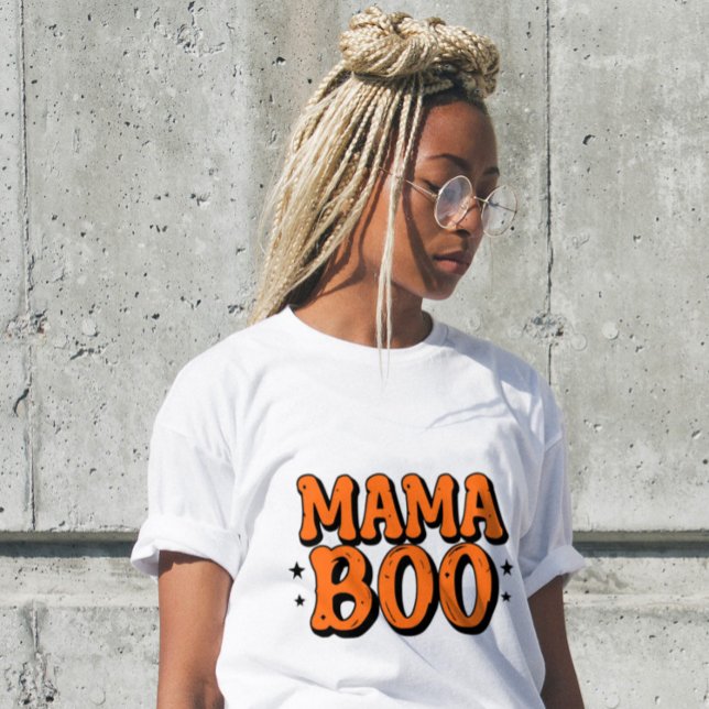 Mama Boo Orange Black Halloween Family Matching Tri-Blend Shirt (Creator Uploaded)