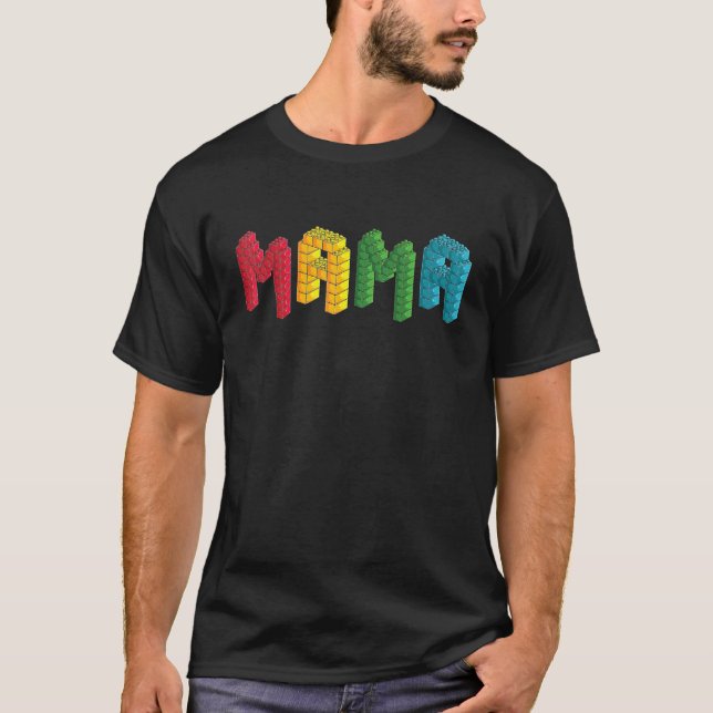 Mama Brick Master Builder Building Blocks Family M T-Shirt (Front)