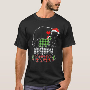 Mama Buffalo Bear Plaid Mum Women Team Santa Famil T-Shirt