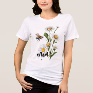 Mama bumble bee white daisy flower Tri-Blend shirt