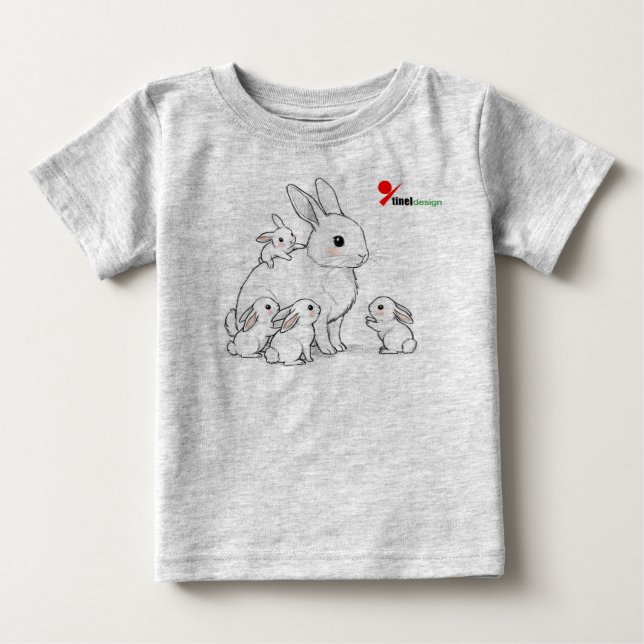 Mama Bunny & Babies Baby T-Shirt (Front)