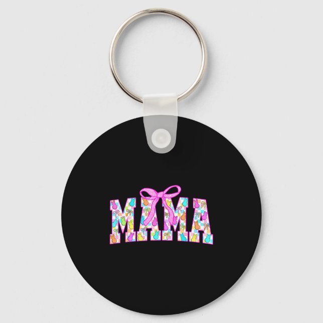 Mama Bunny Coquette Bow Rabbit Lovers Easter Retro Key Ring (Front)