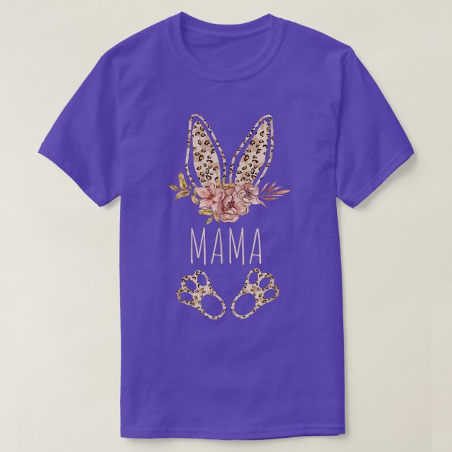 Mama Bunny Easter Bunny Ears Leopard Print Rabbit  T-Shirt (Design Front)