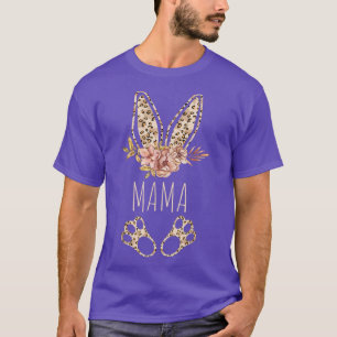 Mama Bunny Easter Bunny Ears Leopard Print Rabbit  T-Shirt