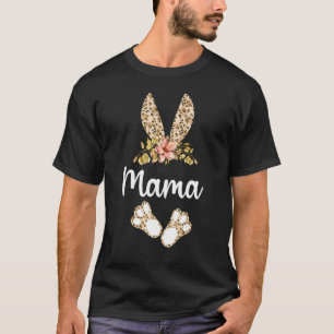 Mama Bunny Leopard Print Floral Matching Family Ea T-Shirt