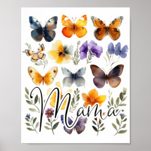 Mama Butterflies Floral Summer Mothers Day Graphic Poster