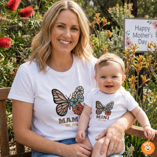 Mama Butterfly Year-Established New Mum Gift Women T-Shirt