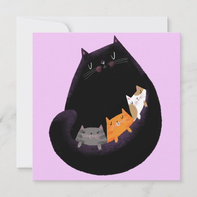 Mama cat & kittens Card (Front)