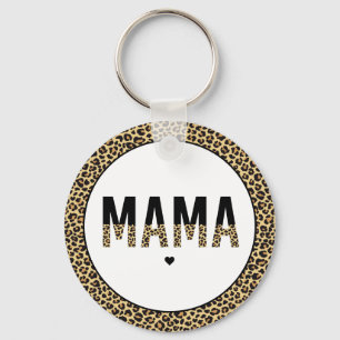 Mama Cheetah print typography Gifts For Mum Key Ring