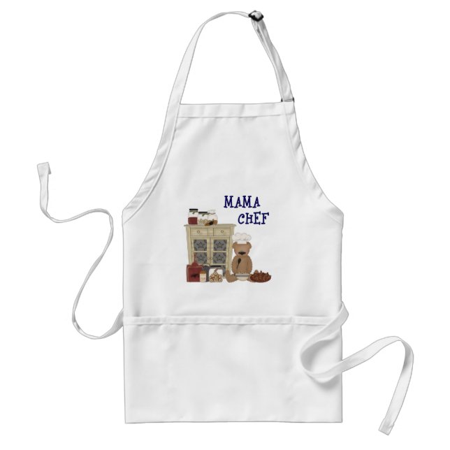 Mama Chef Teddy Bear in Country Kitchen Standard Apron (Front)