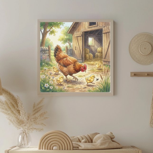 Mama Chicken and Chicks Nursery Poster (Creator Uploaded)