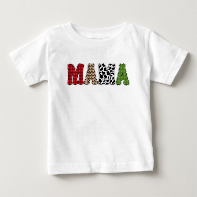 Mama Christmas Plaid Pattern Design Baby T-Shirt (Front)