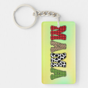 Mama Christmas Plaid Pattern Design Key Ring