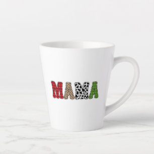 Mama Christmas Plaid Pattern Design Latte Mug
