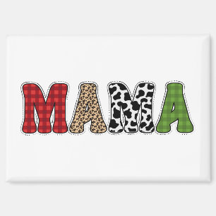 Mama Christmas Plaid Pattern Design Magnet