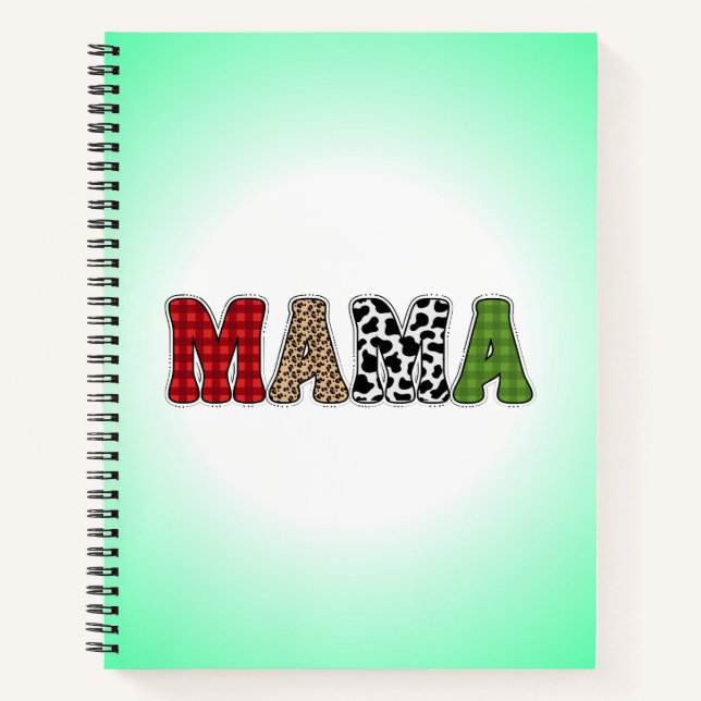 Mama Christmas Plaid Pattern Design Notebook (Front)