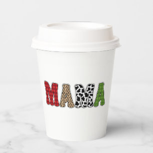 Mama Christmas Plaid Pattern Design Paper Cups