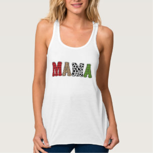 Mama Christmas Plaid Pattern Design Singlet