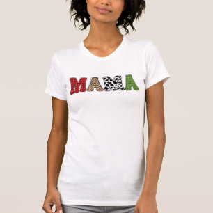 Mama Christmas Plaid Pattern Design T-Shirt