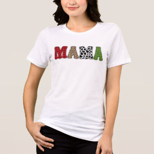 Mama Christmas Plaid Pattern Design Tri-Blend Shirt