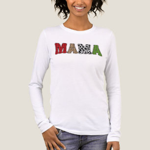 Mama Christmas Plaid Pattern Design Tri-Blend Shirt
