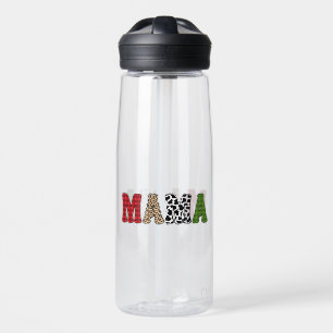 Mama Christmas Plaid Pattern Design Water Bottle