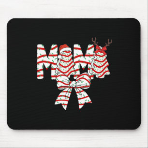 Mama Christmas Tree Cake Pattern Coquette Bow Xmas Mouse Pad