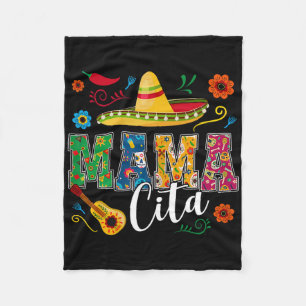 Mama Cita Cinco De Mayo Mexican Sombrero Guitar Ca Fleece Blanket