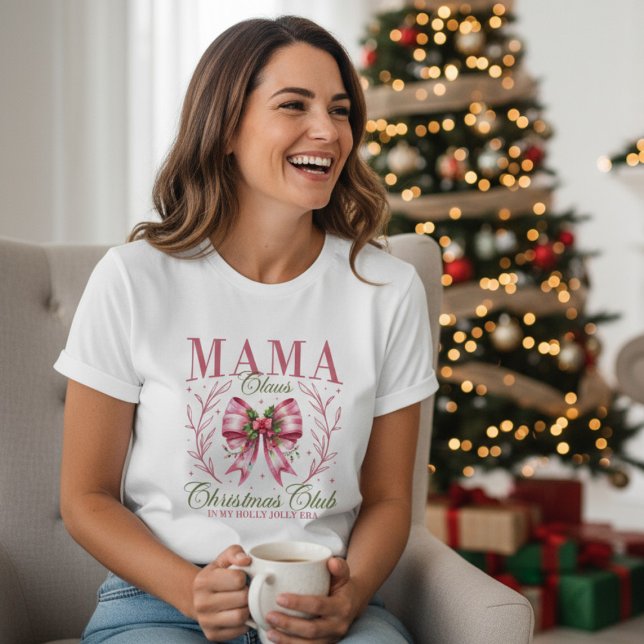 Mama Claus Christmas Club Pink Coquette Bow Tri-Blend Shirt (Creator Uploaded)