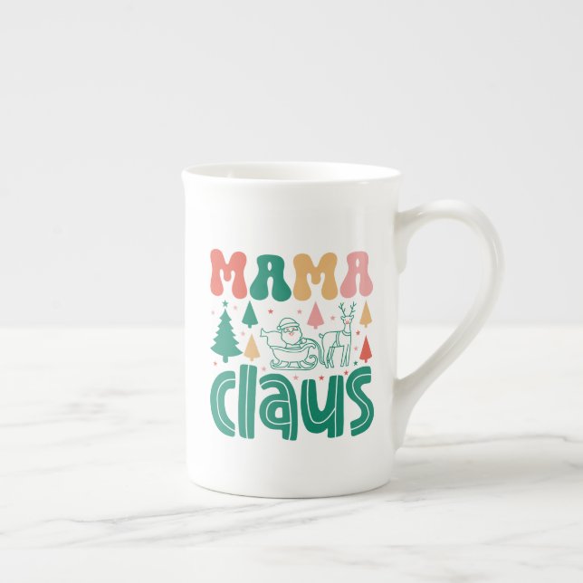 Mama Claus Christmas Design-60097 Bone China Mug (Right)