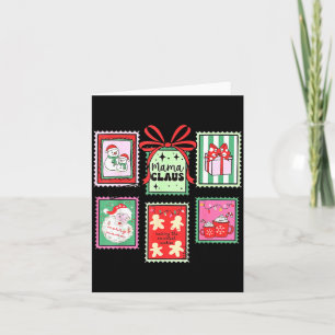 Mama Claus Christmas Mom Stamp Bow Pajama Matching Card