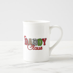 Mama Claus Christmas Plaid Text Design-50096 Bone China Mug