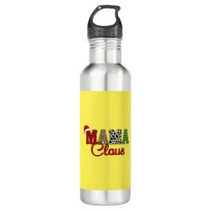 Mama Claus Plaid Pattern-60096 710 Ml Water Bottle