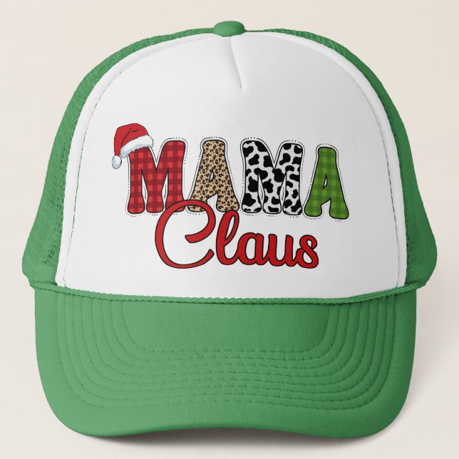 Mama Claus Plaid Pattern-60096 Trucker Hat (Front)