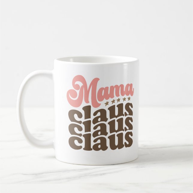Mama Claus Retro Groovy Christmas Holidays Coffee Mug (Left)