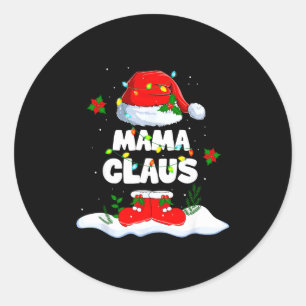 Mama Claus Santa Matching Family Christmas Lights  Classic Round Sticker