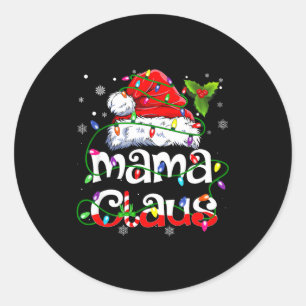 Mama Claus Shirt Christmas Lights Pajama Family Ma Classic Round Sticker