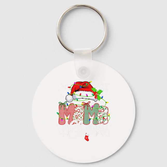 Mama Claus Shirt Christmas Lights Pajama Family Ma Key Ring (Front)