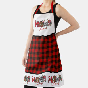 Mama Claus Typography and Chequered pattern Apron