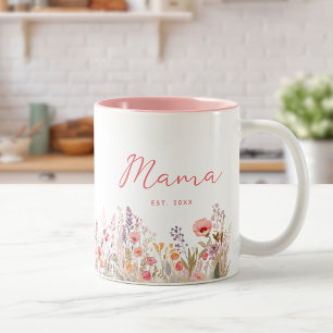 Mama Colourful Meadow Year Established Two-Tone Coffee Mug