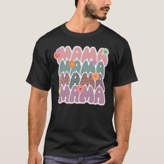 Mama Colours Quote Leopard Retro Mother's Day Flow T-Shirt