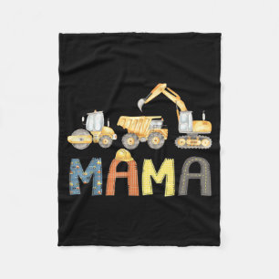 Mama Construction Excavator Birthday Boy Mothers Fleece Blanket