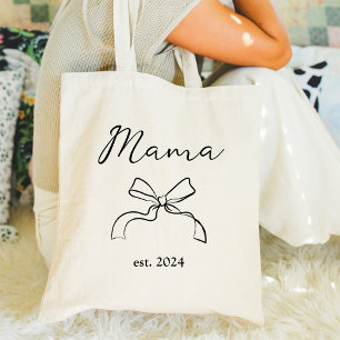 Mama Coquette Black Bow and Script Tote Bag