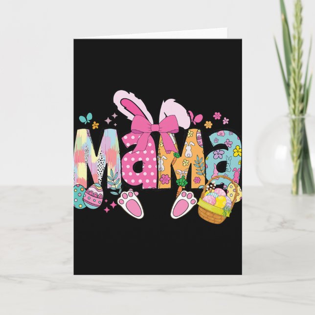 Mama Coquette Bow Bunny Easter Funny Mum Mummy Hap Card (Front)